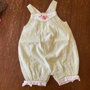 Janie and Jack green and white seersucker jumper